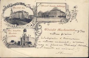 1899 Kecskemét a zsinagógával és a honvéd huszár laktanyával (EK)
