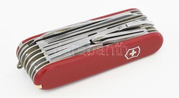 Svájci bicska sok funkcióval (fogó, csavarhúzó, nagyító, stb.), jó állapotban, összecsukva: 9x3 cm