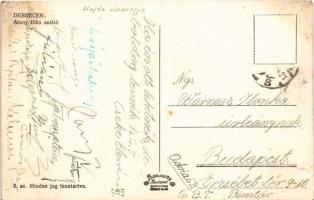 Debrecen, Arany Bika szálloda, villamos "Kakas paszta" reklám, Magyar Ruhaipar, Meteor üzl...