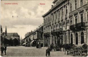 1908 Kassa, Kosice; Schalkház szálloda, lovaskocsik. Varga Bertalan kiadása (EK)