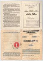 5db-os betétkönyv-tétel a Horthy- és a szocialista korszakból. Mindegyik részben kitöltve, használt ...