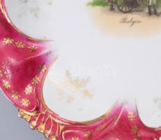 cca 1900, Pöstyéni emlék falitál. Pöstyéni fürdőkocsi ábrázolással, kis kopással, d: 24 cm