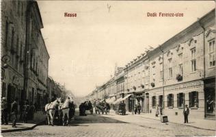 Kassa, Kosice; Deák Ferenc utca, Fleischer és Schirger üzlete. Varga Bertalan kiadása / street, shops (EK)