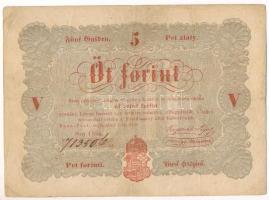 1848. 5Ft "Kossuth bankó" vörösesbarna nyomat T:F Adamo G109