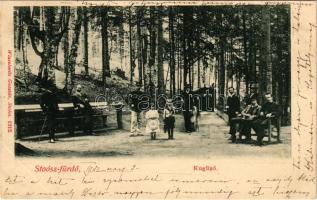 1902 Stószfürdő, Stoósz-fürdő, Kúpele Stós; Kuglizó, teke pálya. Wlaszlovits Gusztáv kiadása / bowling alley