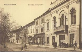 Rimaszombat Erzsébet square with Coffee House and the shop of Izsó Lévai