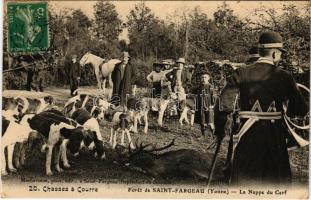 Chasses a Courre. Foret de Saint-Fargeau (Yonne), La Nappe du Cerf / hunting with dogs (ázott / wet damage)