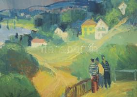 Réti Zoltán (1923-2018): Dunakanyar. Olaj, vászon, jelezve jobbra lent, fakeretben, 60×80 cm