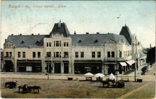 1914 Léva, Levice; Kossuth tér, Városi vigadó, üres piac, Kertész Lajos és Holzmann Bódog üzlete / square, redoute, shops, empty market (EK)