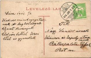 1914 Léva, Levice; Kossuth tér, Városi vigadó, üres piac, Kertész Lajos és Holzmann Bódog üzlete / s...