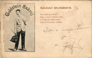 1901 Goldstein Számi. Üdvözlet Munkácsról. Judaika, Bertsik Emil kiadása / Jewish man from Mukacevo, Judaica (Rb)