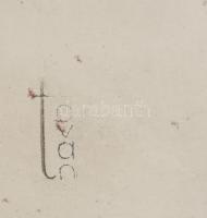 Tevan Margit (1901-1978): Tálka figurális díszítéssel, fém, jelzett, kissé kopott, d: 12,5 cm