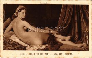 Odalisque Couchée. Musée du Louvre / Recumbent Odalisk. Erotic nude lady art postcard. Braun & Cie. Paris s: Ingres (fl)