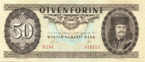 1989. 50Ft (3x) egymásutáni sorszámmal T:I