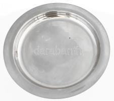 Oszlopos kínáló tál, Fém, üveg lábakkal.. BEPWF jelzéssel. d: 32 cm