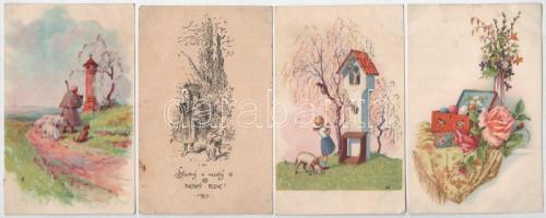 6 db RÉGI húsvéti üdvözlő képeslap vegyes minőségben / 6 pre-1945 Easter greeting postcards in mixed quality