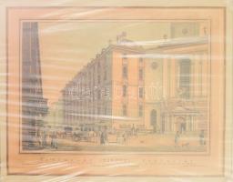 cca. 1880 Bécs Kohlmarkt, (Deposé ? la Bibliothéque Imp.) színezett acélmetszet, paszpartuzva, üveg ...