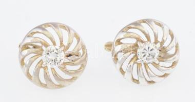 Ezüst(Ag) kerek, köves fülbevalópár, jelzett, d: 1,8 cm, bruttó: 7,3 g