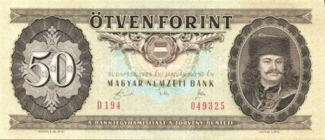 1989. 50Ft (3x) egymásutáni sorszámmal T:I