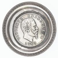 Ezüst(Ag) "Vittorio Emanuele II" tálka, jelzett, d: 6 cm, nettó: 14 g