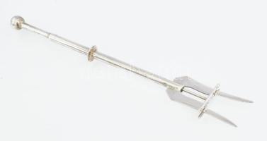 Ezüst(Ag) rugós sajtvilla, jelzett, h: 16 cm, nettó: 17,7 g