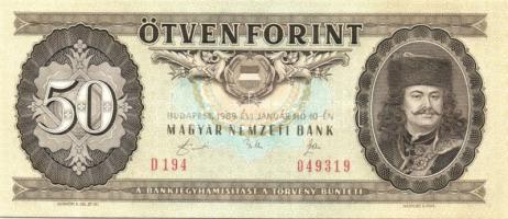 1989. 50Ft (3x) egymásutáni sorszámmal T:I
