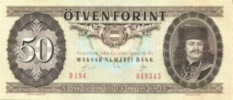 1989. 50Ft (3x) egymásutáni sorszámmal T:I