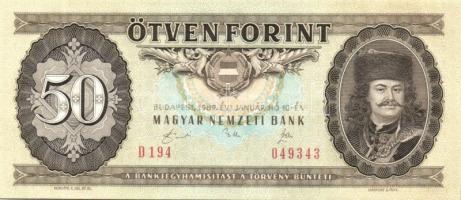 1989. 50Ft (2x) egymásutáni sorszámmal T:I