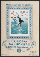 1963 Műkorcsolyázó és jégtánc EB vágott blokk (16.000)