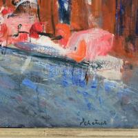 Schéner jelzéssel: Utcarészlet. Olaj, vászon. Dekoratív fakeretben, 73×60 cm