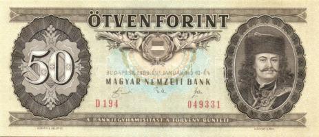 1989. 50Ft (2x) egymásutáni sorszámmal T:I