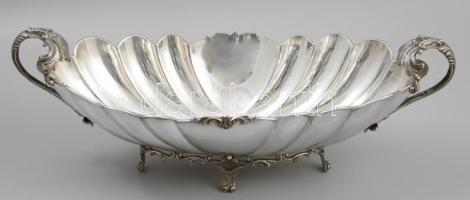 Ezüst(Ag) kétfüles "gondola" asztalközép kínáló, jelzett, 38,5×16,5×13,5 cm, nettó: 758 g