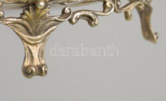 Ezüst(Ag) kétfüles "gondola" asztalközép kínáló, jelzett, 38,5×16,5×13,5 cm, nettó: 758 g