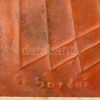 Szandai Sándor (1903-1978): Geometria, 1959. Rézdomborítás, jelzett, paszpartuban. 19,5x19,5 cm