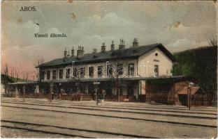 1908 Abos, Obisovce; vasútállomás. Divald K. fia / railway station (EK)