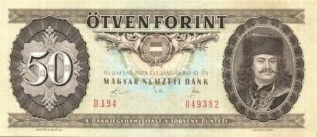 1989. 50Ft (2x) egymásutáni sorszámmal T:I