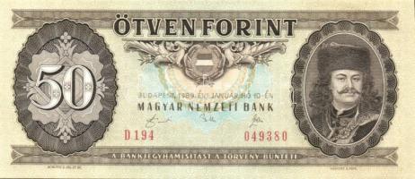 1989. 50Ft (2x) egymásutáni sorszámmal T:I