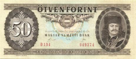 1989. 50Ft (2x) egymásutáni sorszámmal T:I