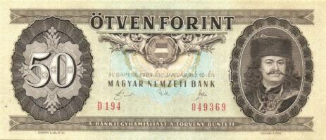 1989. 50Ft (3x) egymásutáni sorszámmal T:I