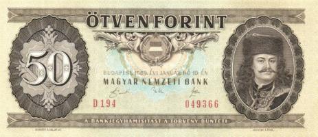 1989. 50Ft (3x) egymásutáni sorszámmal T:I
