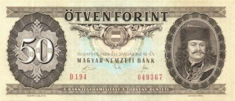 1989. 50Ft (3x) egymásutáni sorszámmal T:I