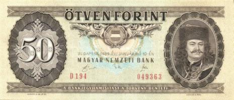 1989. 50Ft (3x) egymásutáni sorszámmal T:I