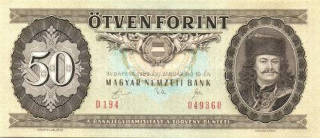 1989. 50Ft (3x) egymásutáni sorszámmal T:I