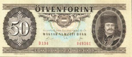 1989. 50Ft (3x) egymásutáni sorszámmal T:I