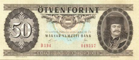 1989. 50Ft (3x) egymásutáni sorszámmal T:I