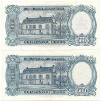 Argentína 1967-1969. 500P + 1969-1971. 5P felülbélyegezve 500P-s bankjegyen T:F szép papír
Argentin...