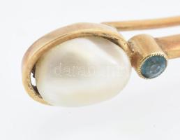 Bross. 14K arany (Au), gyönggyel. Jelzett br 2,87 g 6 cm
