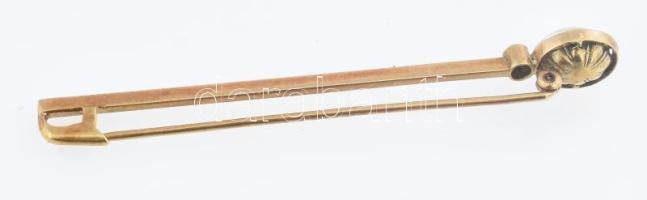 Bross. 14K arany (Au), gyönggyel. Jelzett br 2,87 g 6 cm