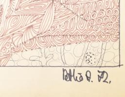 Pethő Attila (-), 2 db rajz: Alakok és örganikus kompozíció, 1972. Filctoll, papír, mindkettő jelzet...