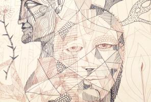 Pethő Attila (-), 2 db rajz: Alakok és örganikus kompozíció, 1972. Filctoll, papír, mindkettő jelzet...